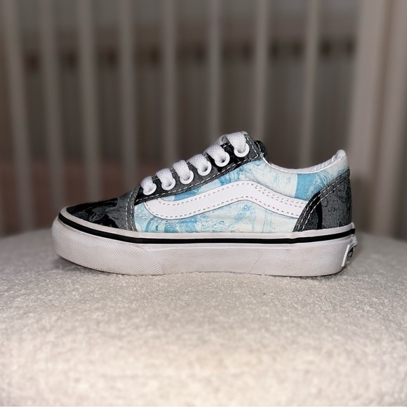 Vans Kids Old Skool Sneakers Shoes Colorful Marble Design Canvas + Suede Sz 10.5 - Picture 4 of 12